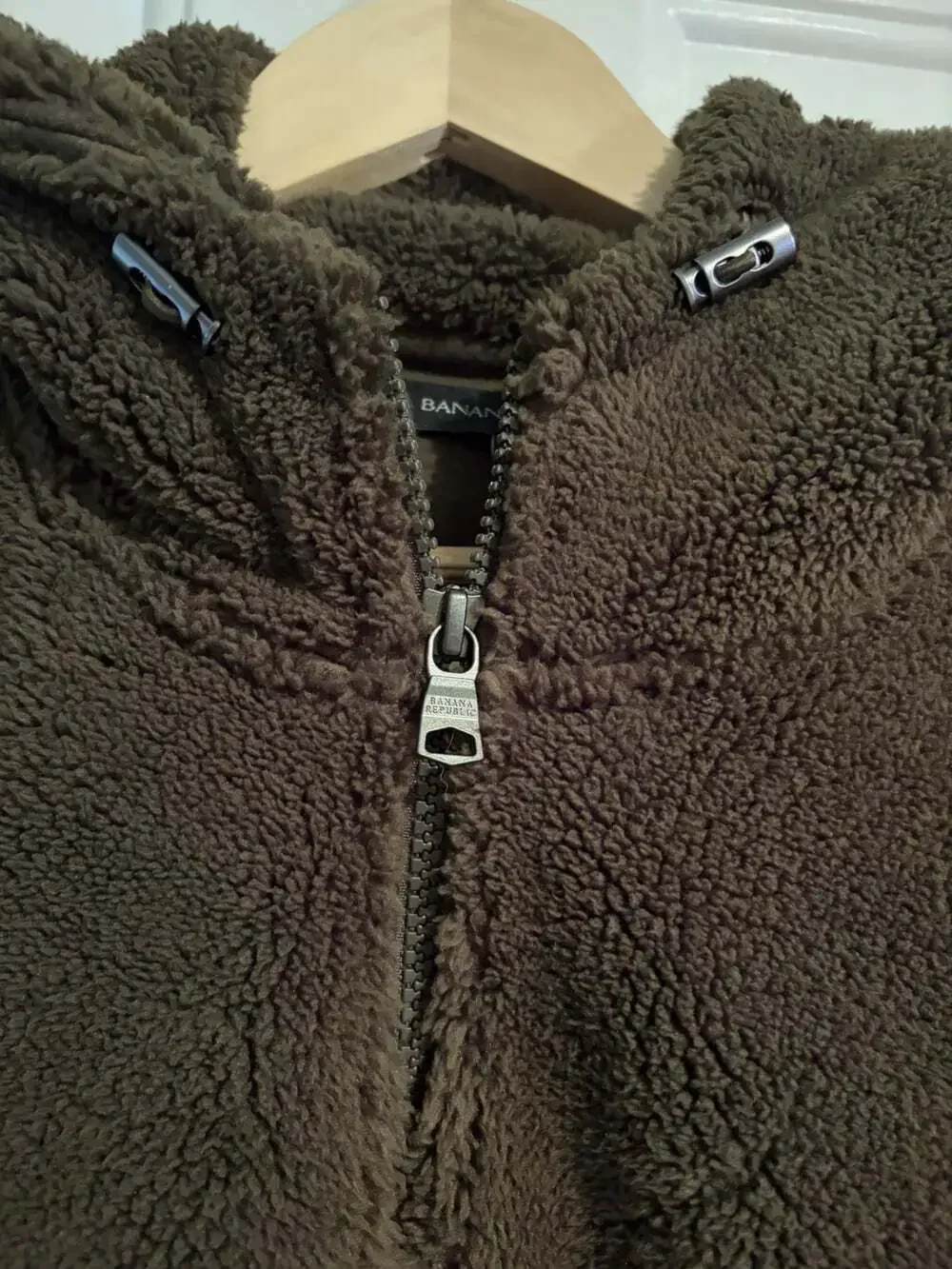 Banana Republic Hooded Fleece Pullover Men’s Large Brown 1/4 Zip